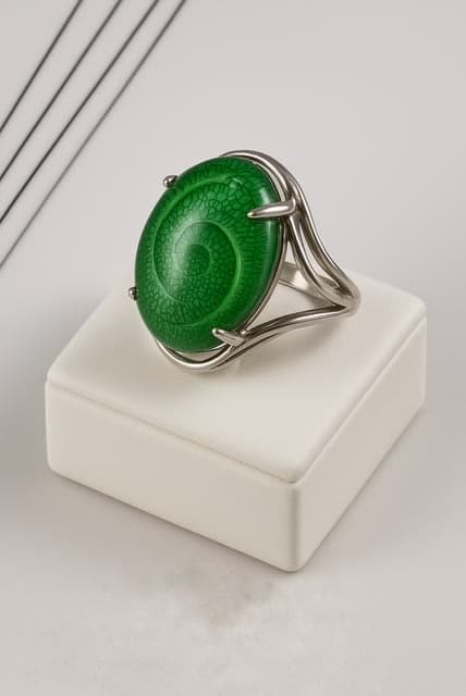 Кольцо с зеленым камнем