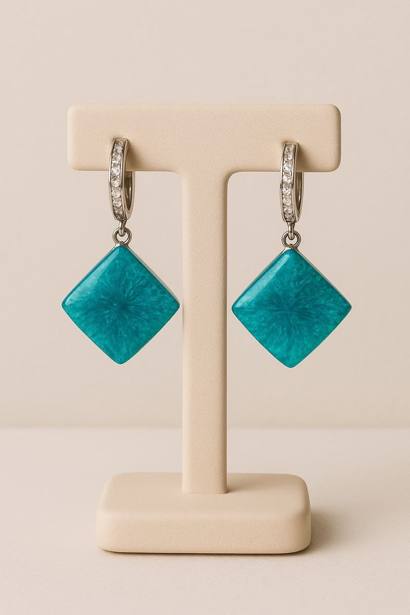 Серьги бирюзовые ромбики