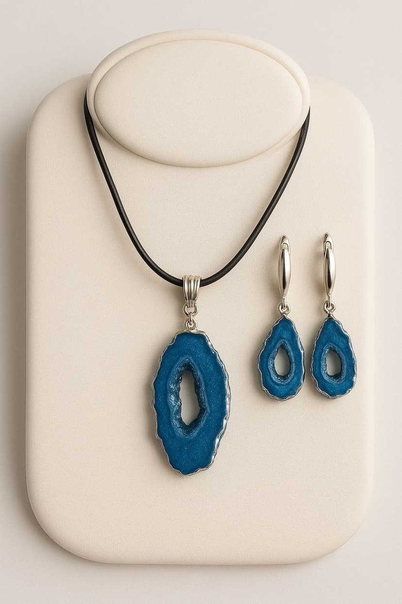 Набор украшений имитация синего камня