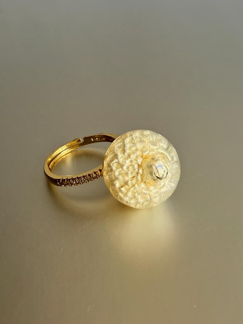 Кольцо с белым цветком антеннария